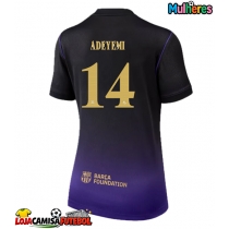 Camisa de Futebol Barcelona Karim Adeyemi #14 Equipamento Secundário Mulheres 2026-27 Manga Curta